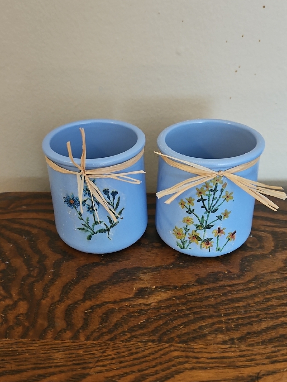 La Fermiere Ceramic Reuseable Jars with Decopaged Floral Design  Qty 2